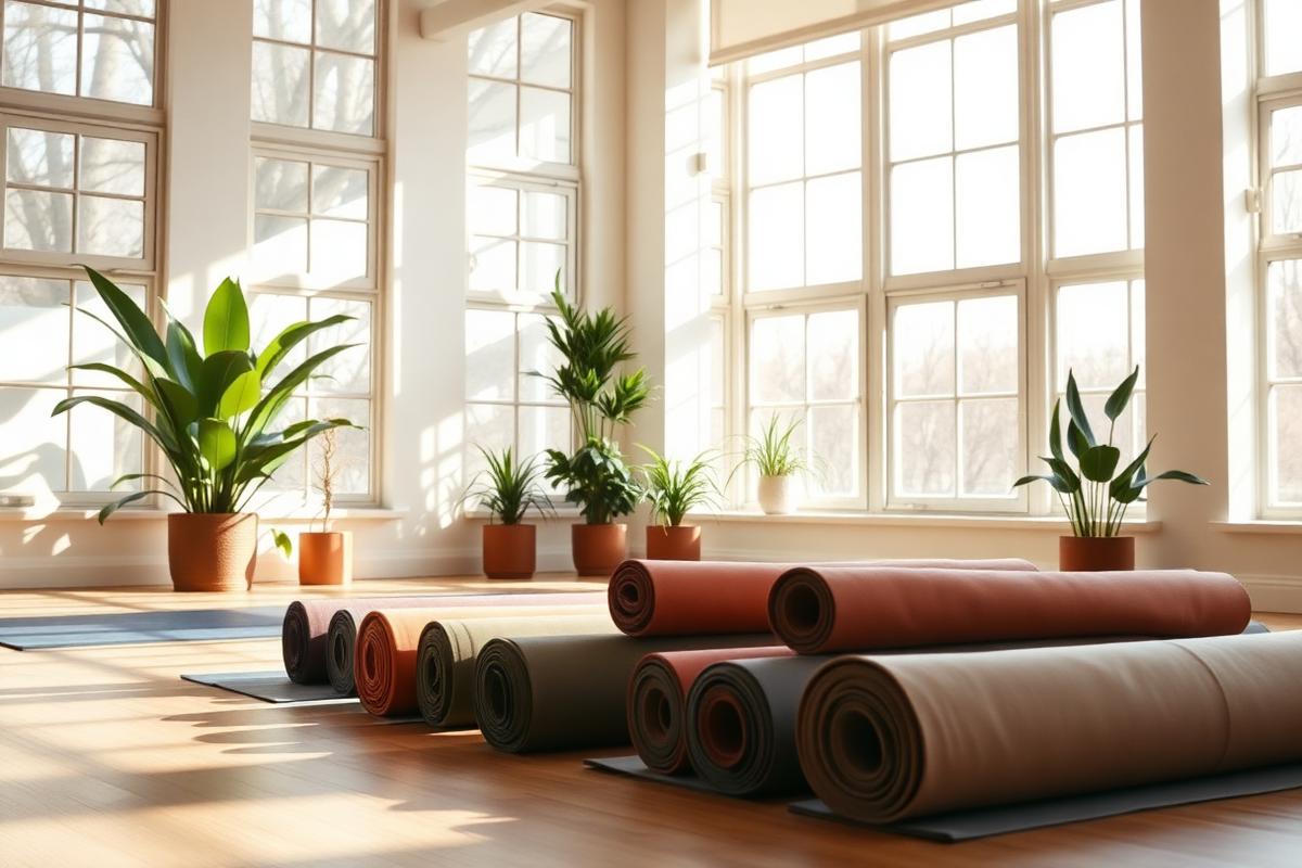 Boutique fitness studio interior in warm natural light